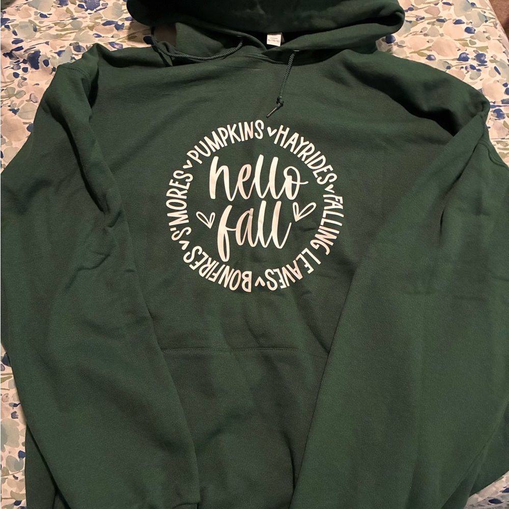 Jerzees Green 'Hello Fall' Hoodie